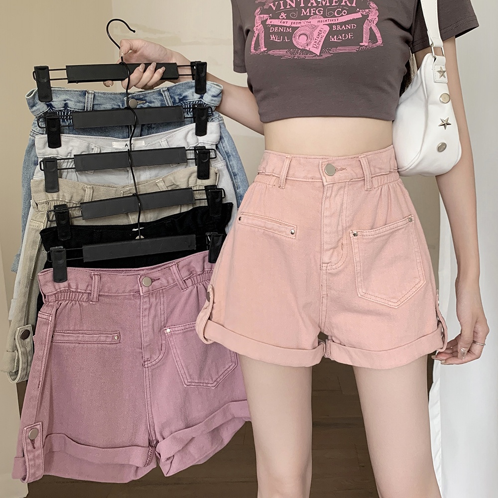 Quần Short Denim Ống Rộng Lưng Cao Co Giãn Phong Cách Mới Mùa Hè 64802