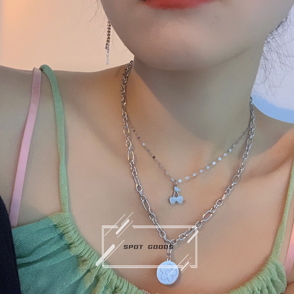 Vòng cổ Thép Titan Không Phai Màu Sang Trọng Phong Cách hip hop Instagram Cho Nữ