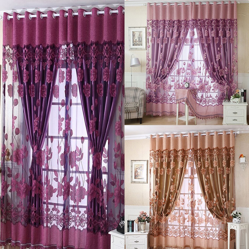 1 Tấm Rèm Cửa Sổ Vải Gạc In Hoa Trang Trí Phòng Khách / Phòng Ngủ / Ban