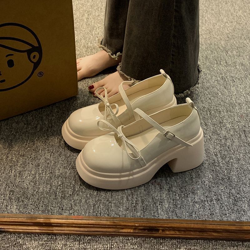 LORRTTA giày cao gót nữ giày nữ lolita giày Giày búp bê gót đại đính tinh thể 2023NEW 230812019