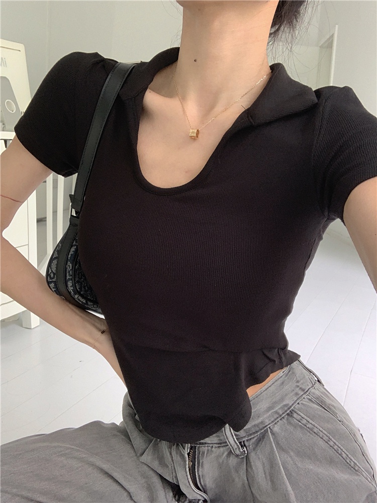 Áo Thun Tay Ngắn Màu Trơn Dáng Ôm Quyến Rũ Dành Cho Nữ