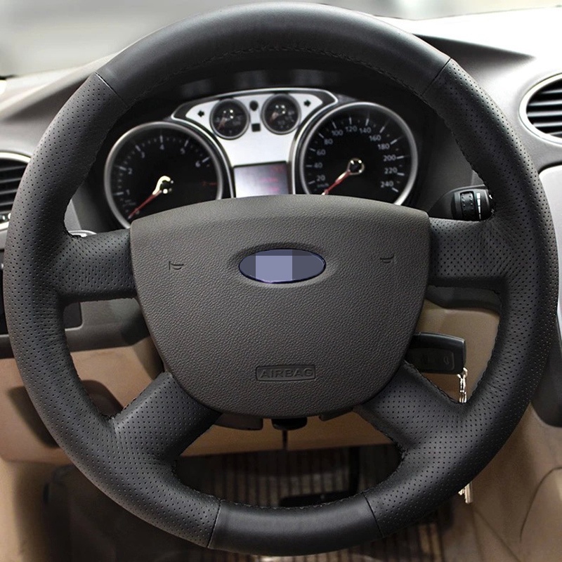 Vỏ Bọc Vô Lăng Bằng Da Nhân Tạo Màu Đen Cho Ford Focus 2 2005 2006 2007 2008 2009 2010 2011