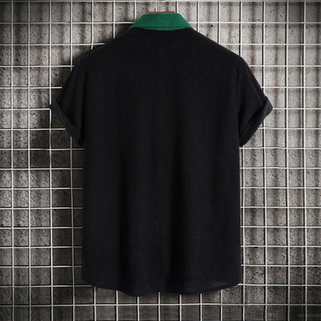 Áo Sơ Mi Nam Vải Nhung Cao Cấp Tay Ngắn Cài Nút Nhiều Màu Sắc Có Túi Plus Size Đỏ / Nâu / Xanh Lá / Tím Thời Trang Mùa Hè Mới 2023