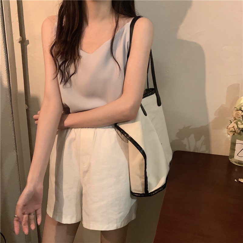 Áo Voan Hai Dây Cổ Chữ v Dáng Rộng Màu Sắc Kẹo Ngọt Thời Trang Mùa Hè 6