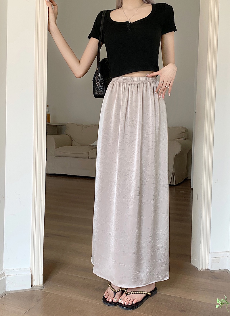 Chân Váy Satin Chữ a Lưng Thun Phong Cách Mùa Hè Mới 64907