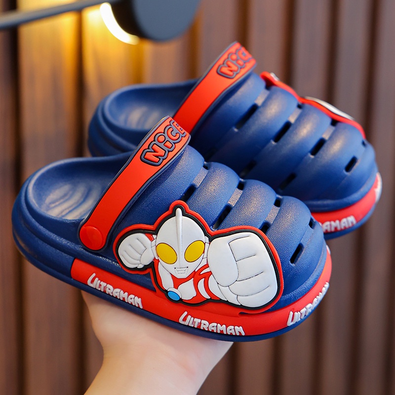 Dép Sandal Đục Lỗ Thoáng Khí Chống Trượt In Hình Ultraman Thời Trang Mùa Hè Cho Bé Trai Và Gái