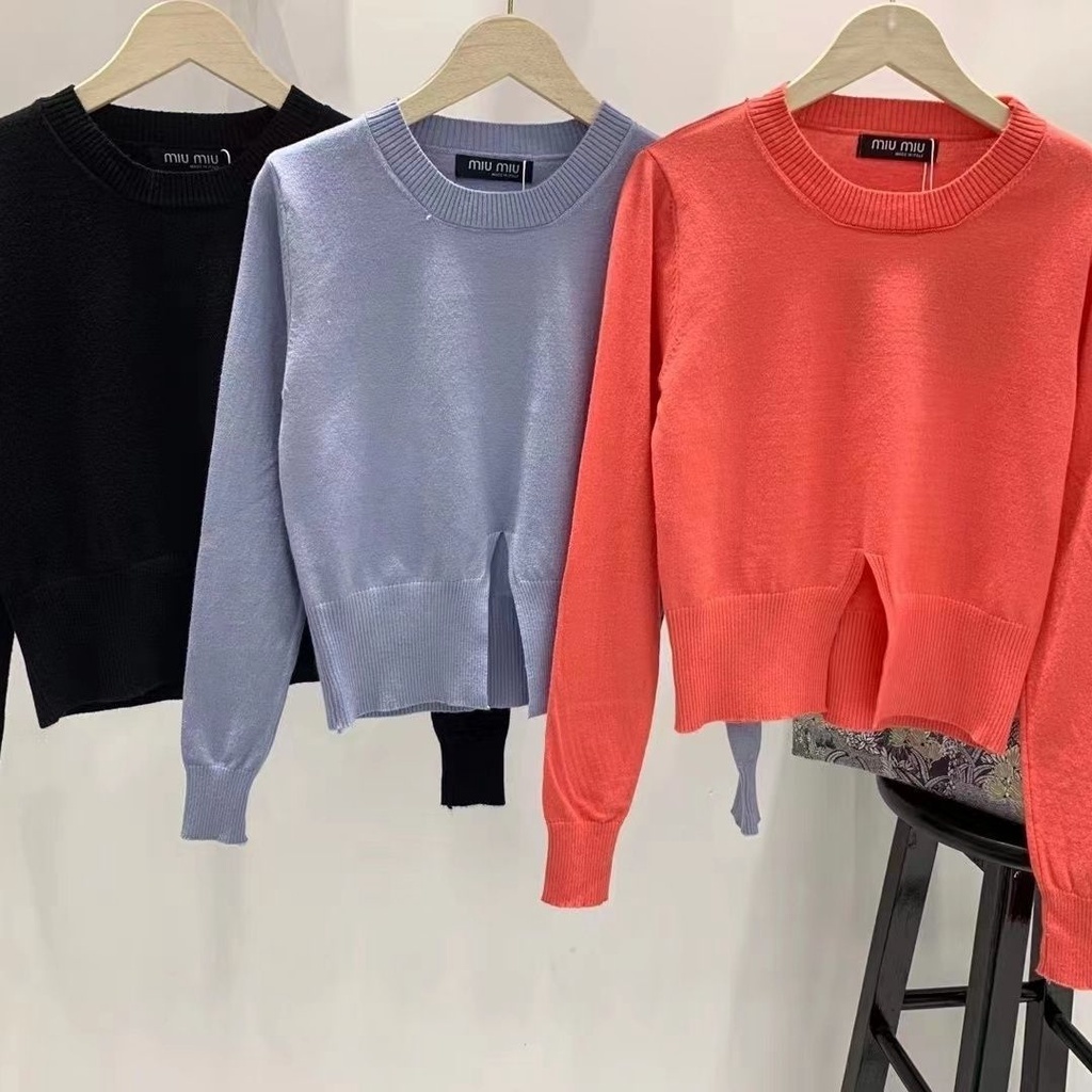 MIU MIU Áo Khoác Cardigan Dáng Rộng Giữ Ấm Thời Trang Mới 2023 Cho Cặp Đôi