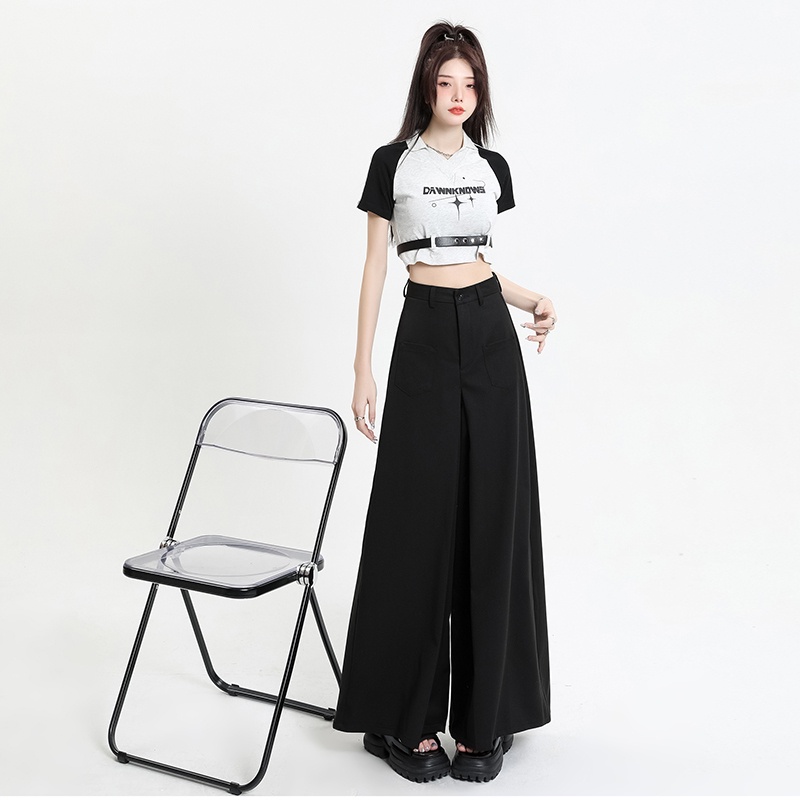 Quần Dài Lưng Cao Ống RENJIANVSHENG Rộng Phong Cách Hàn Quốc