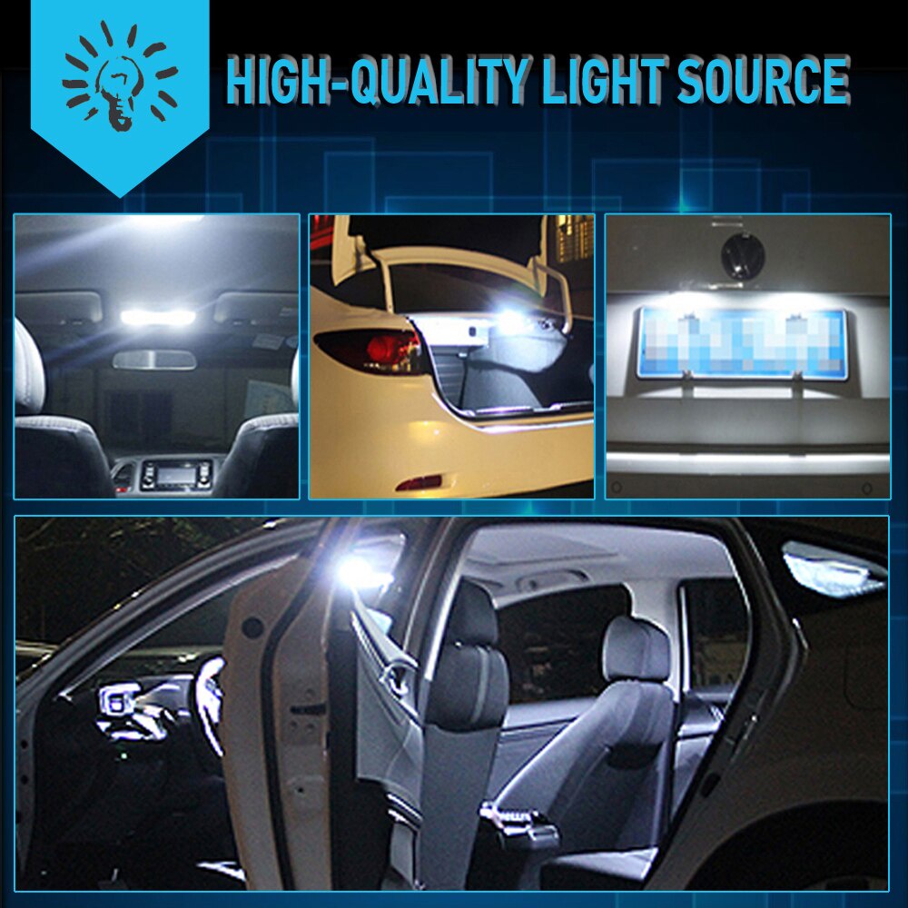 Set 2 Đèn Led W5W T10 3030 SMD 6000K 168 194 5w5 Ánh Sáng Cam Gắn Biển Số Xe Ô Tô