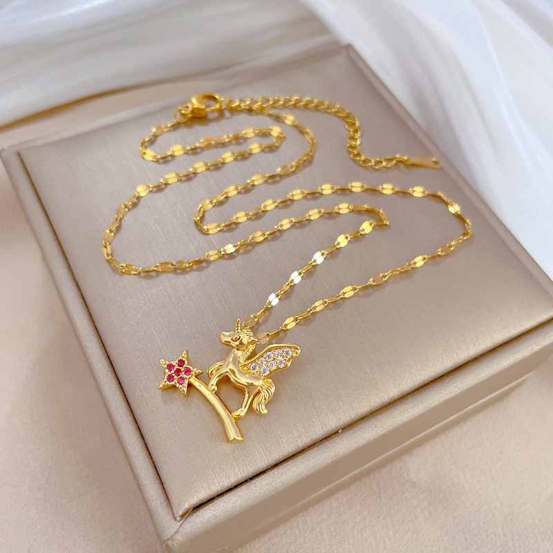 XiaoboACC Dây Chuyền Thép Titan Mạ Vàng Thời Trang Cho Nữ