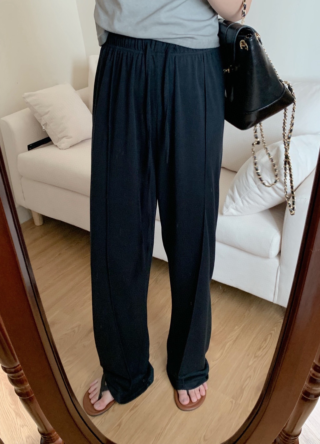 Quần Dài Ống Rộng Lưng Cao Phối Dây Rút Thời Trang Mùa Hè Mới 64604