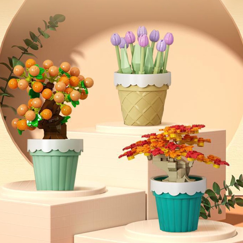 Chậu Hoa Hình Khối Mini Nhiều Màu Sắc Dùng Trang Trí DIY