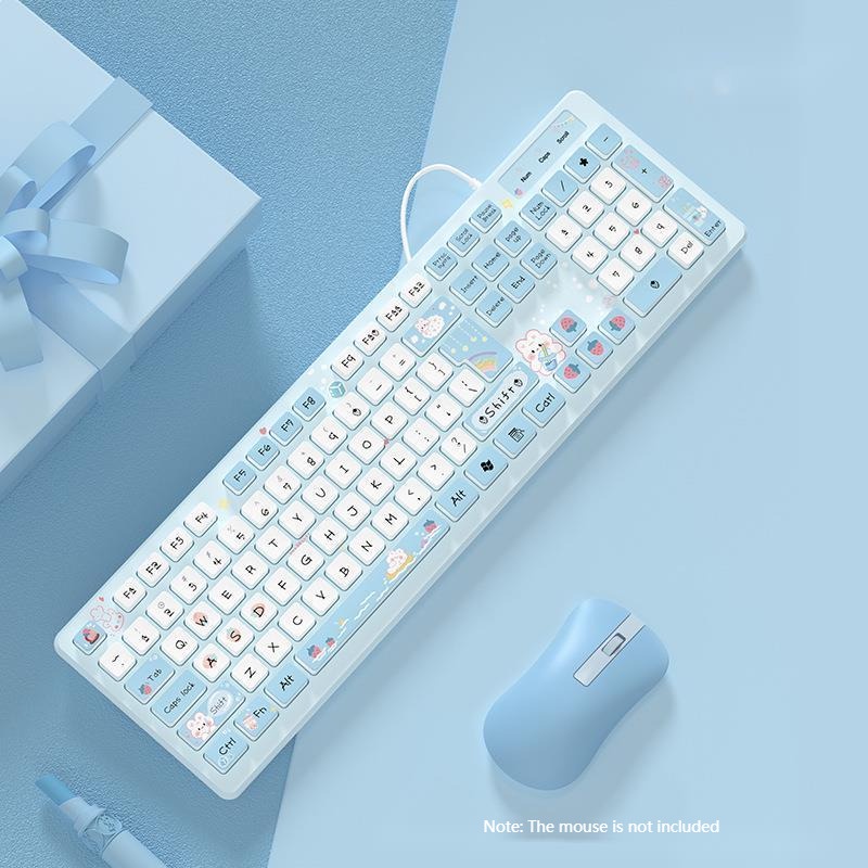 Bàn Phím Bluetooth Không Dây 2.4G Không Gây Tiếng Ồn Họa Tiết Hoạt Hình Dễ Thương Cho Máy