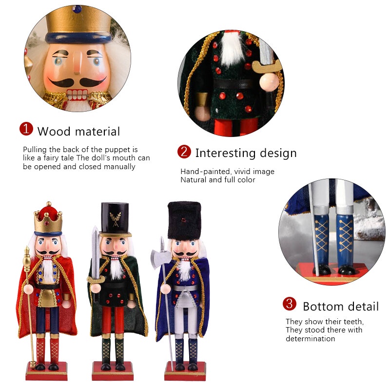 Búp Bê Gỗ Óc Chó 38cm Dùng Trang Trí Nhà Cửa Dịp Giáng Sinh