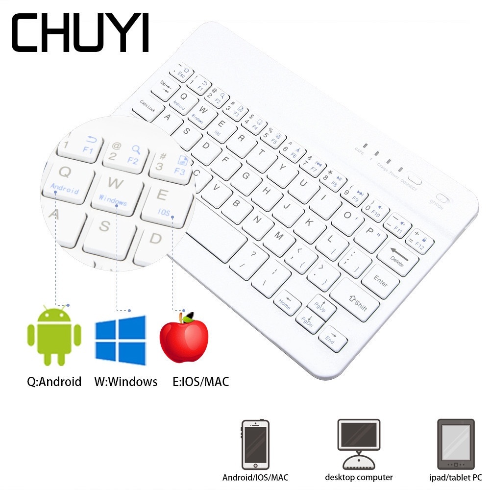 Bàn Phím Bluetooth 3.0 Không Dây Mini 7 / 8 Inch Cho IOS Android Tablet PC Windows IPad