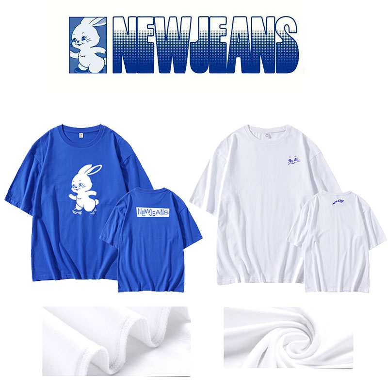 Áo Thun Cotton Ngắn Tay In Hình Thỏ Kimminji Hanni Đáng Yêu