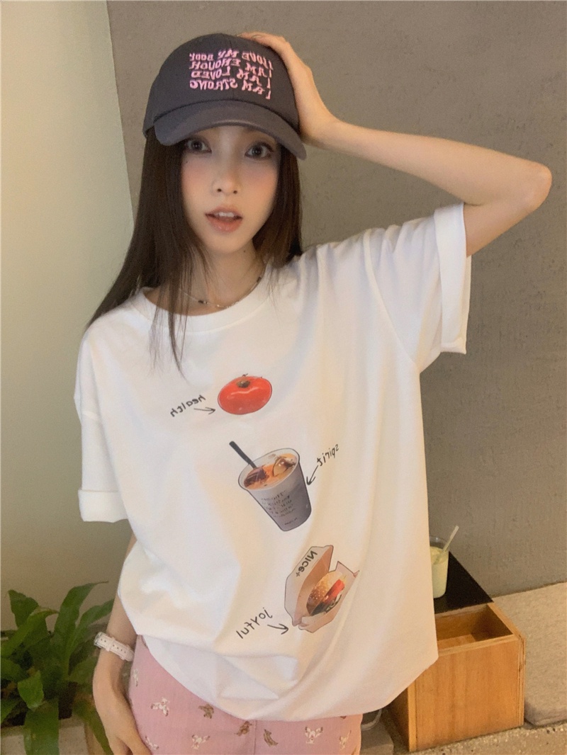 Áo Thun Dáng Rộng In Họa Tiết Vui Nhộn Phong Cách Hàn Quốc Thời Trang Mùa Hè Hàng Mới 64321