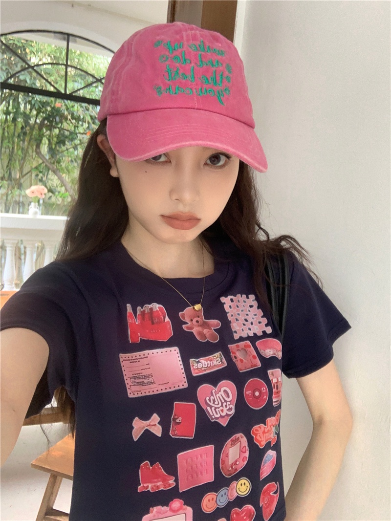 Áo Thun Dáng Ôm Cổ Tròn In Graffiti Hoạt Hình Thời Trang Cá Tính 64551