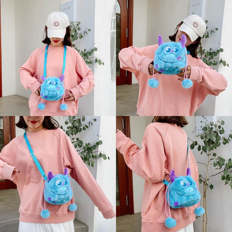 Túi Bucket Phối Lông Nhung Kiểu Dáng Dễ Thương Xinh Xắn