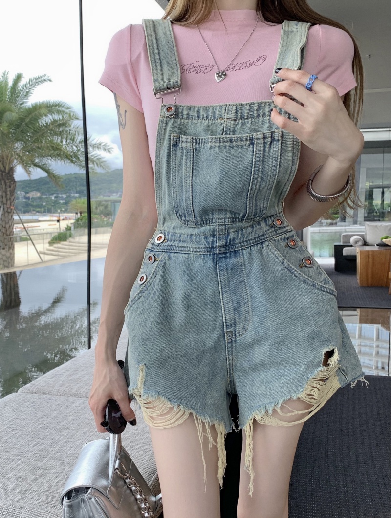 Quần Yếm Denim Xé Thời Trang Retro Cá Tính 65459