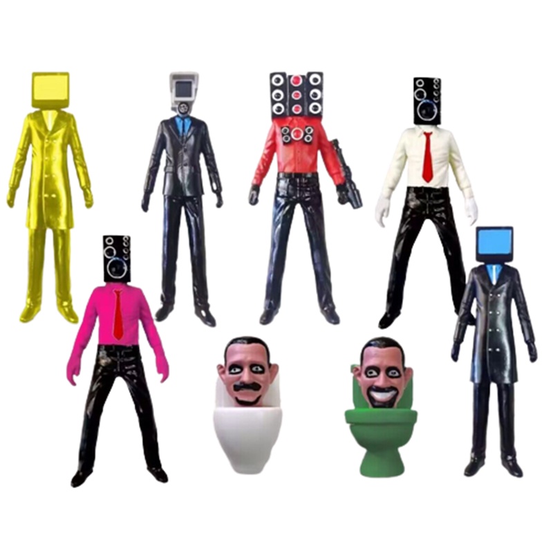 Bộ 9 Mô Hình Nhân Vật Skibidi Trang Trí Nhà Cửa