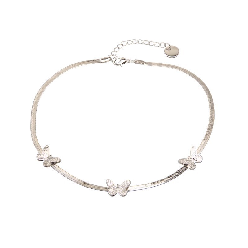 Vòng cổ Sợi Xích Mặt Hình Bươm Bướm Đơn Giản Thời Trang Phong Cách Retro Hàn Quốc