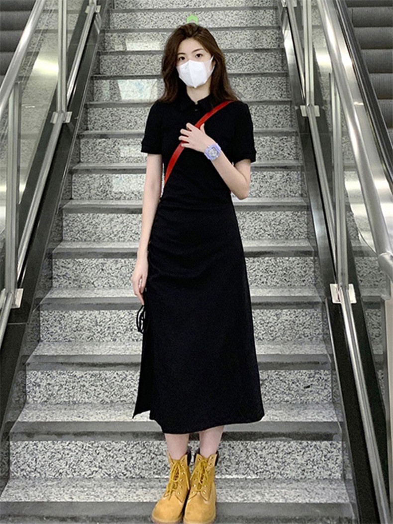 Đầm Đen Cổ POLO Dáng Ôm Phong Cách Pháp Thời Trang Mùa Hè 64866