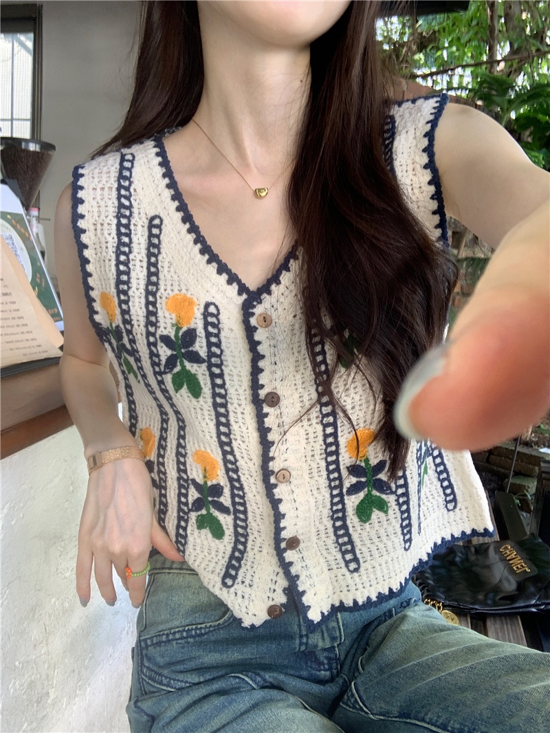 Áo Cardigan Dệt Kim Cổ Chữ V Phong Cách Retro Thời Trang Mùa Hè Hàng Mới 65555
