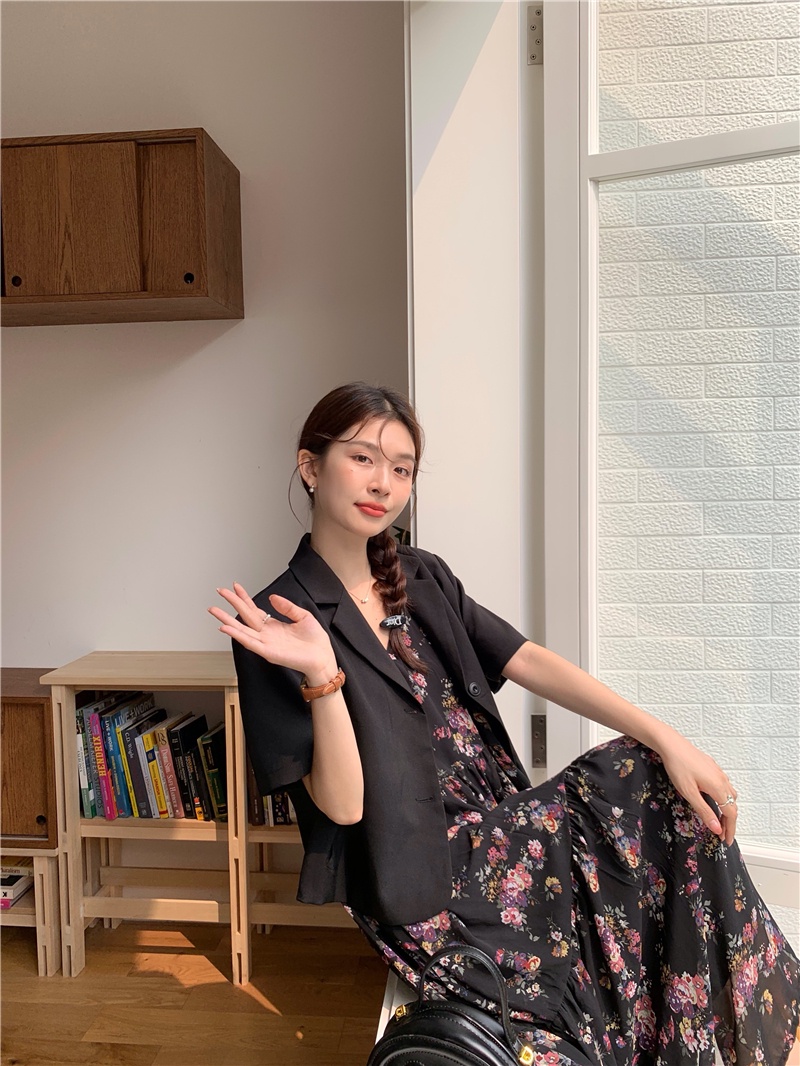 Đầm Hoa Hai Dây Kèm Thắt Lưng Phong Cách Retro Hàn Quốc 65576