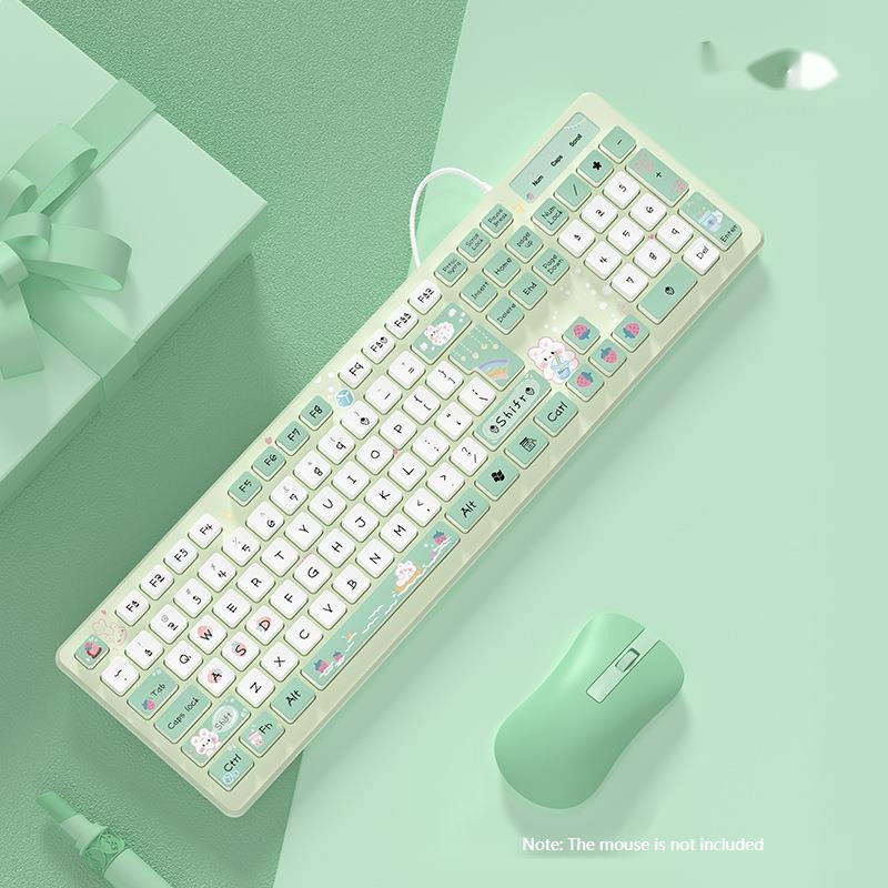 Bàn Phím Bluetooth Không Dây 2.4G Không Gây Tiếng Ồn Họa Tiết Hoạt Hình Dễ Thương Cho Máy