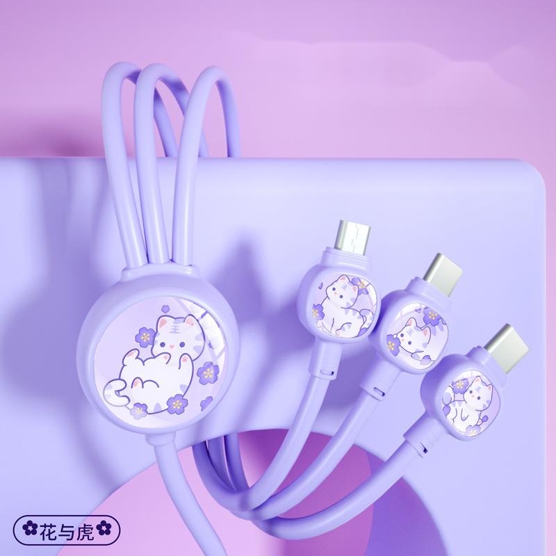 SANRIO Dây Cáp Sạc Nhanh 1.5m 3 Trong 1 Hoạ Tiết Hoạt Hình Xinh Xắn