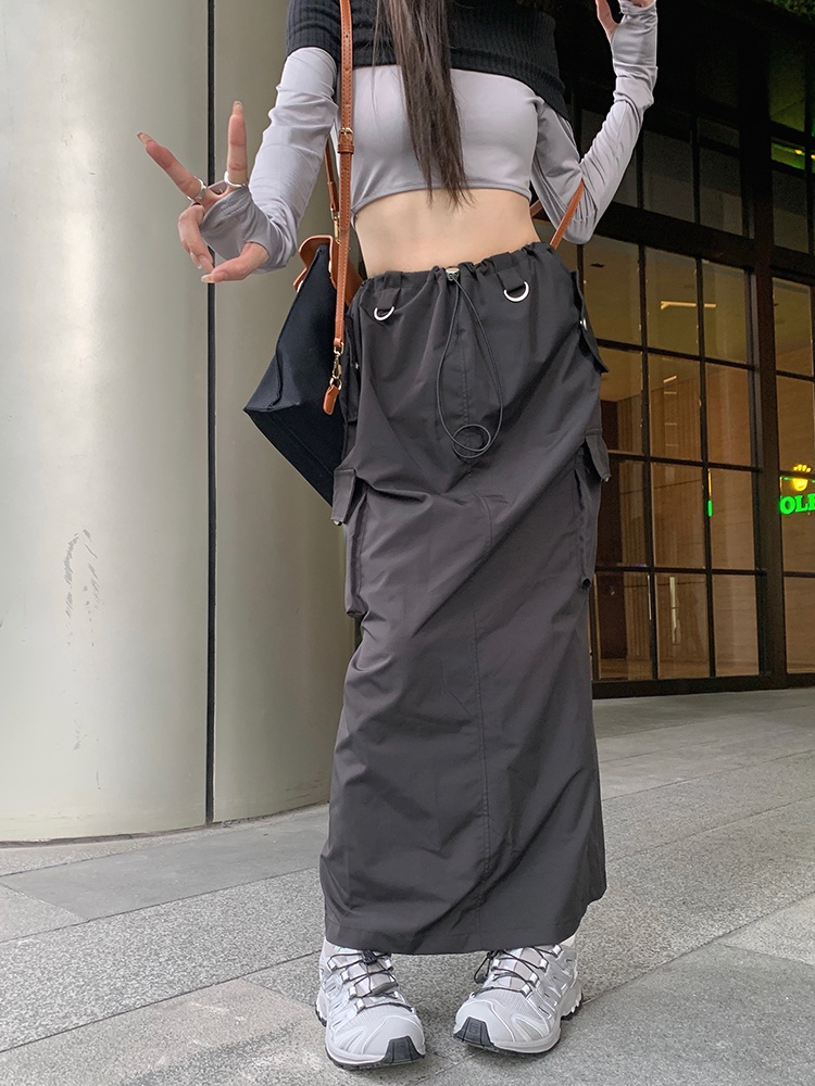 Chân Váy Lưng Cao Phối Dây Rút Xẻ Tà Thời Trang Cá Tính Dành Cho Nữ 62367