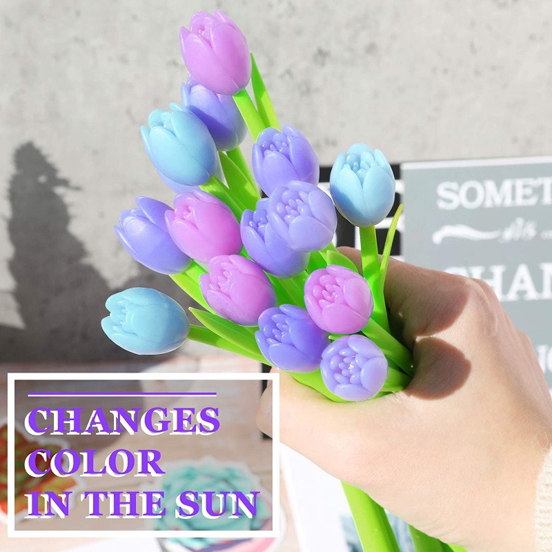 Bút Mực Đen Ngòi 0.5mm In Hình Hoa Tulip Độc Đáo