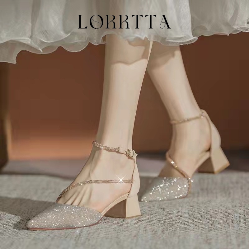 LORRTTA giày cao gót nữ giày nữ bít mũi đính tinh thể 2023NEW 22Z23052409