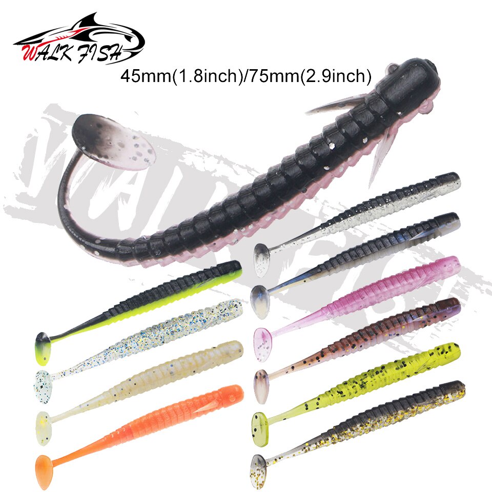 Set 10 Mồi Câu Cá Giả Hình Chữ T 75mm / 45mm Bằng PVC Mềm