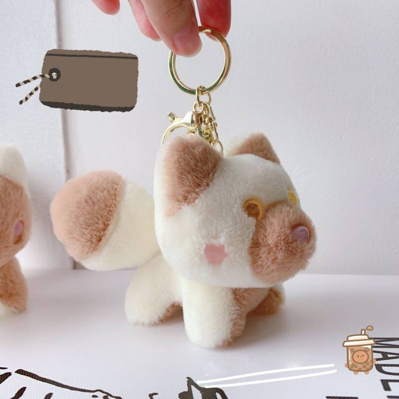 Móc Khóa Hình Thú Nhồi Bông Hình Ly Trà Sữa Dễ Thương