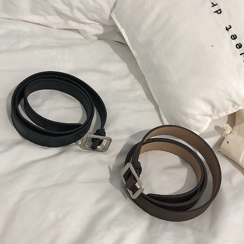 Thắt Lưng Da Mặt Vuông Phong Cách Hàn Quốc Cá Tính Cho Nam Nữ