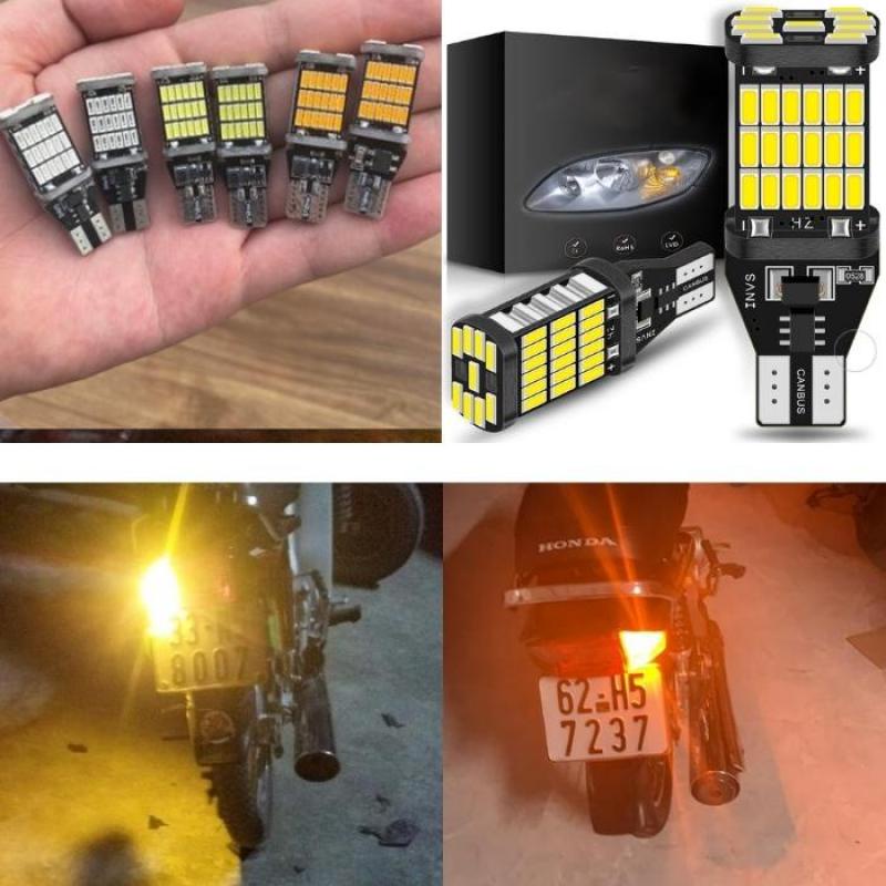 Bóng Led Xi Nhan T10 Xe Máy Ô Tô Siêu Sáng, Đèn Led & T10 Lắp Xi Nhan Đèn Lùi Chíp 4014 CS 15W Đủ Màu