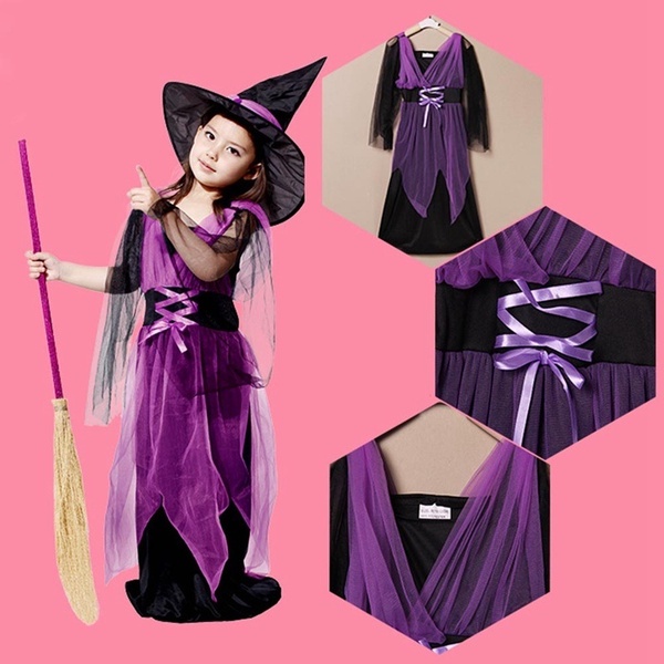 Đầm Hoá Trang Phù Thuỷ Dịp halloween Cho Bé Gái