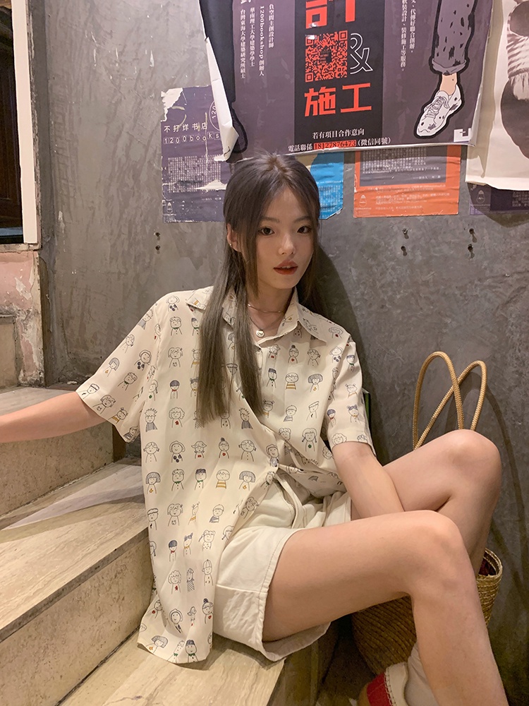 Áo Thun Dáng Rộng Ngắn Tay In Hoạt Hình Thời Trang Cá Tính 64567