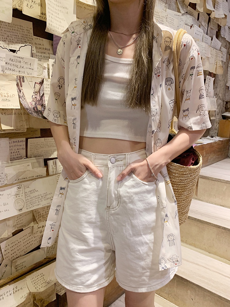 Áo Thun Dáng Rộng Ngắn Tay In Hoạt Hình Thời Trang Cá Tính 64567