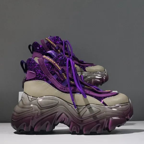 ✨Giày Thể Thao Đế Dày Tăng Chiều Cao Đính Kim Sa Thời Trang Mùa Xuân 2023 Phong Cách Châu Âu Mới