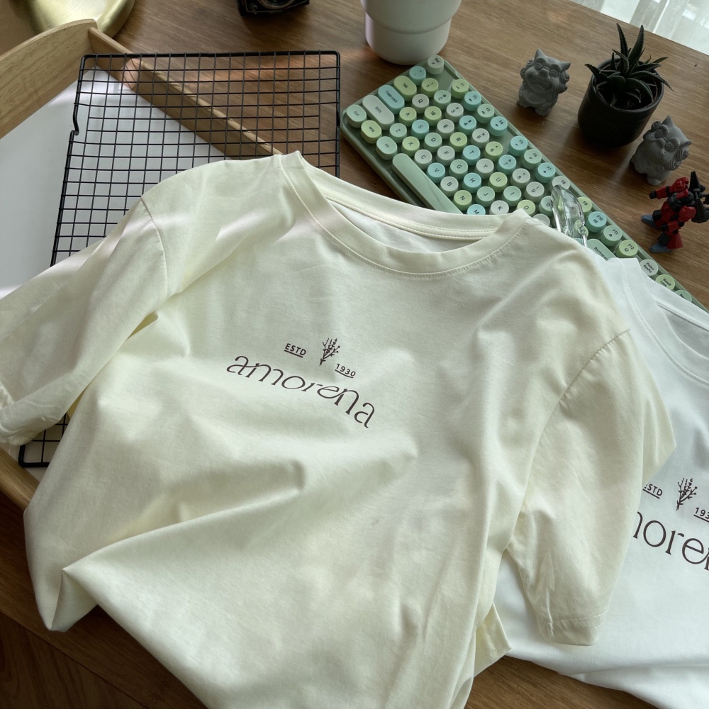 Áo Thun Tay Ngắn Cổ Tròn In Chữ Đơn Giản Thời Trang Mùa Hè Cho Nữ