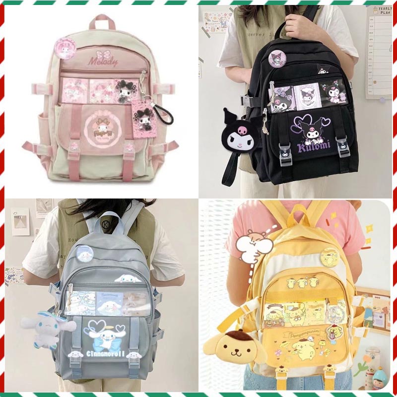 Balo Đi Học Cỡ Lớn In Hình Kuromi Cinnamoroll Melody Đáng Yêu Cho Bé Gái