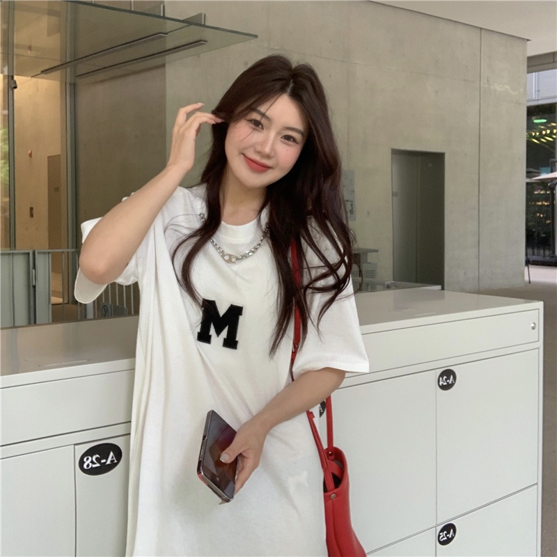 Đầm Thun Form Rộng In Chữ Phong Cách Hàn Quốc Dành Cho Nữ