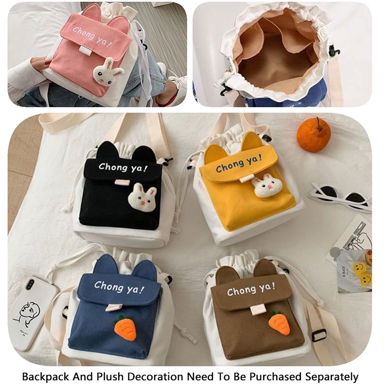 Túi Đeo Vai Bằng Vải canvas Hình Thỏ Và Cà Rốt Nhiều Màu Sắc Tuyệt Vời Đi Ra Ngoài Và Chạy Bộ