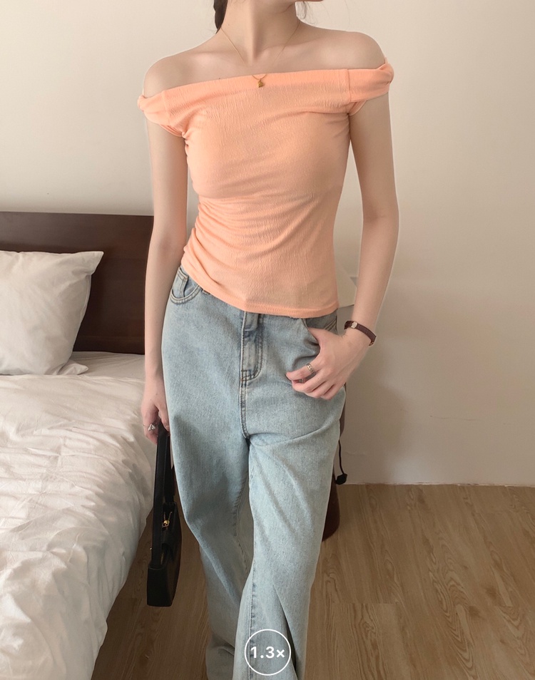 Áo Thun Mùa Hè Tay Cộc Xếp Ly Hở Vai Phong Cách Mới 64445