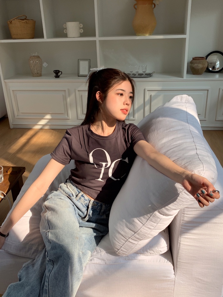 Áo Thun Dáng Ôm Ngắn Tay In Chữ Phong Cách Mới 64722