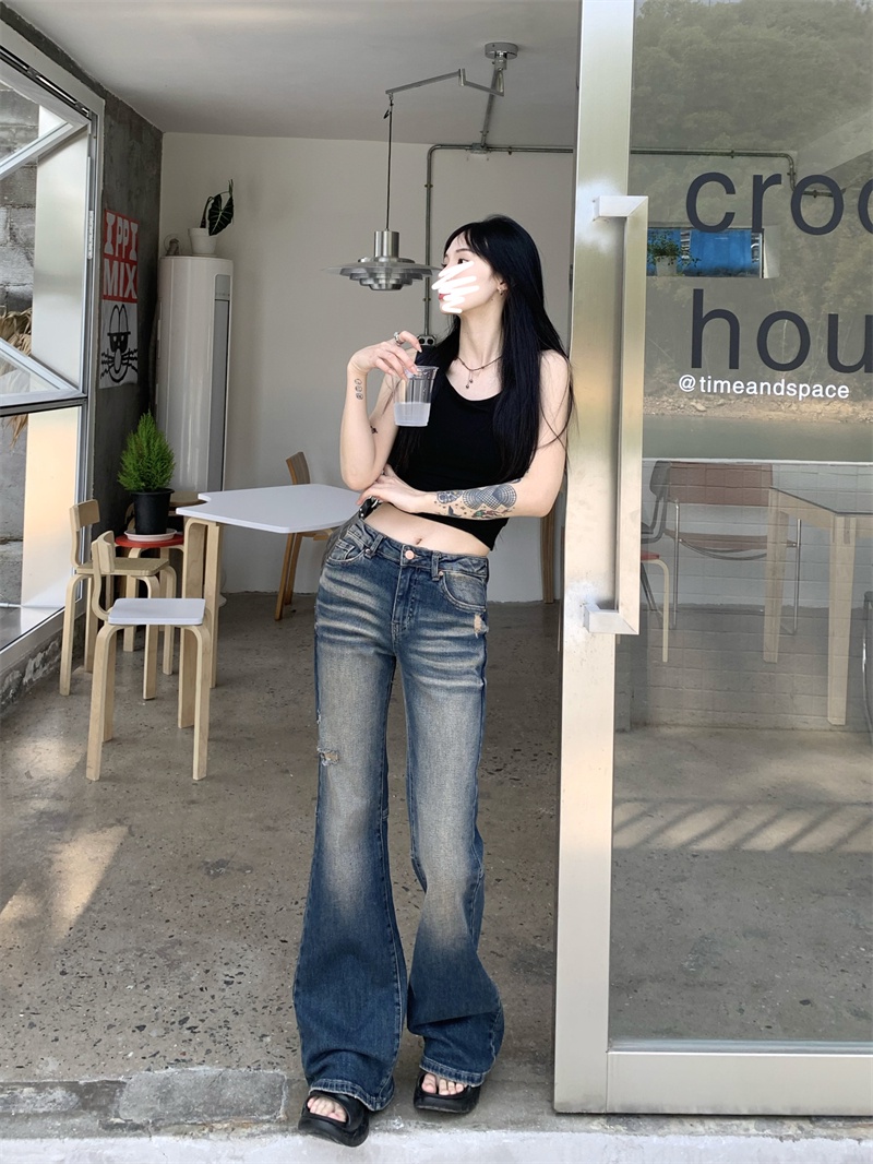 Quần Jean Lưng Thấp Dáng Ôm Phong Cách Retro 64797