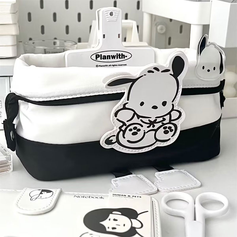 SANRIO Túi Đựng Bút Chì Sức Chứa Lớn Có Khóa Kéo Họa Tiết Pochacco Dễ Thương Cho Học Sinh